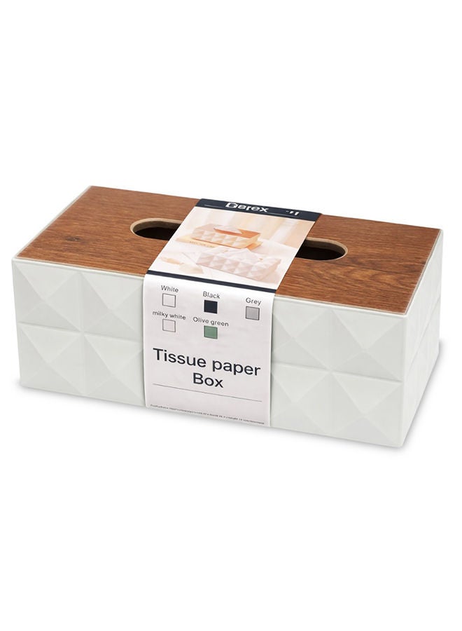 White Modern Tissue Box Cover with Lid – Decorative Rectangular Tissue Holder for Bathroom, Living Room, Bedroom & Office